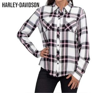 Harley-Davidson Women's Script Font Plaid Shirt